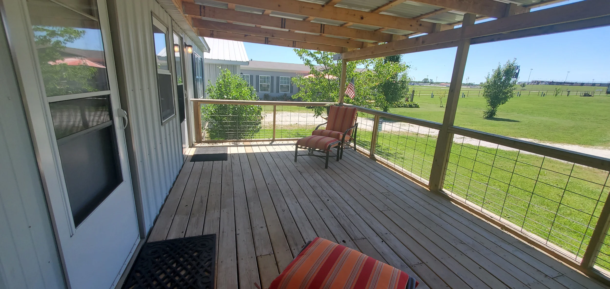view from the front porch of the cabin