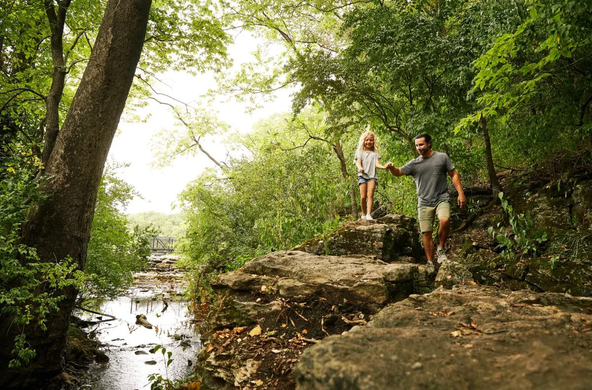Dad and Daughter on a hike